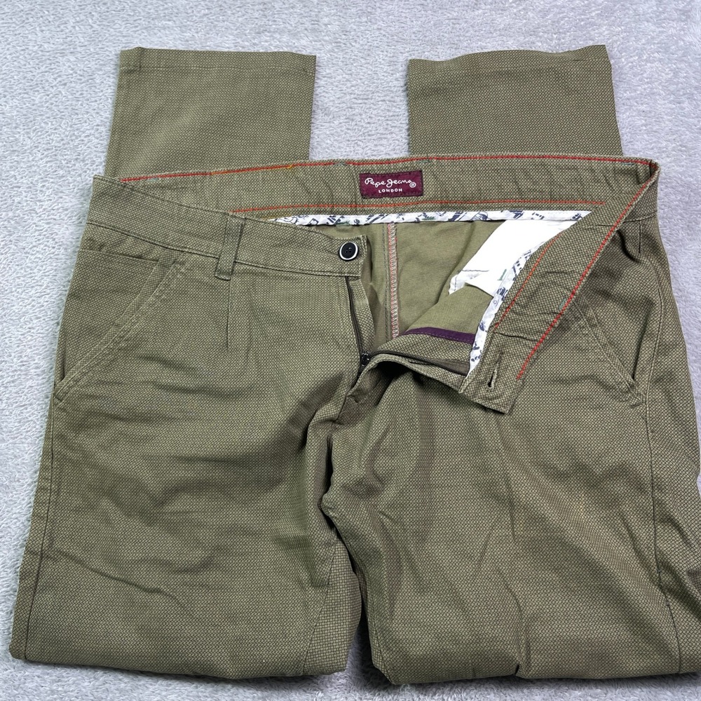 Pepe Jeans London Mens Olive Green Textured Casual‎ Dress Pants